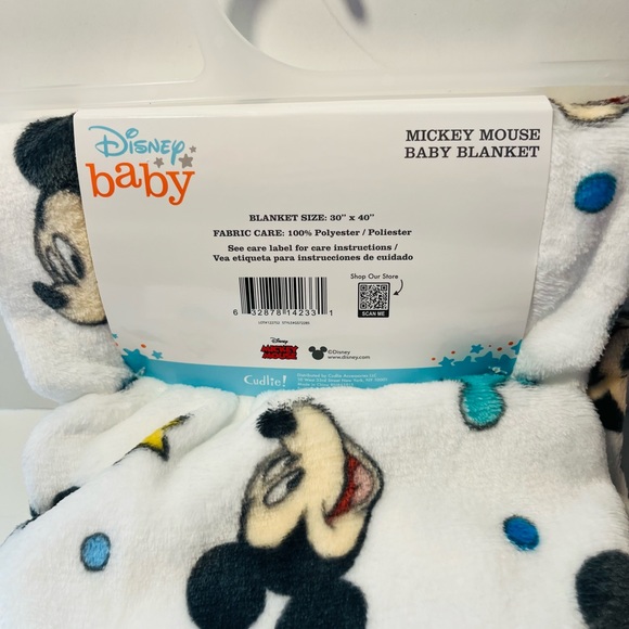 Disney Baby Soft & Cuddly Mickey Mouse Faces Stars White Baby Blanket 30" x 40" - Picture 9 of 12